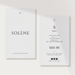 Minimalistiskt klädespris | Storlekshängetikett Visitkort