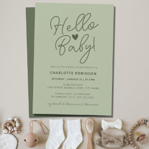 Minimalistiskt könsmässigt Neutral Boho Hej Baby S Inbjudningar