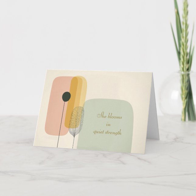 Minimalistiskt kort för Blommigt Mor - Hon blommar (Framsida)