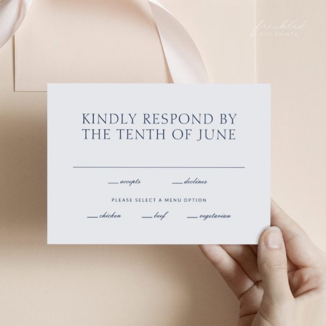 Minimalistiskt kort för Bröllop OSA med måltider (Minimalist Wedding RSVP Card with Meal Choices)