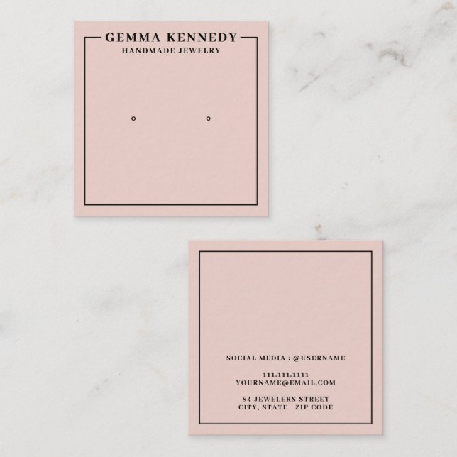 Minimalistiskt kort för  Rosa-Visning (Fram/baksida)