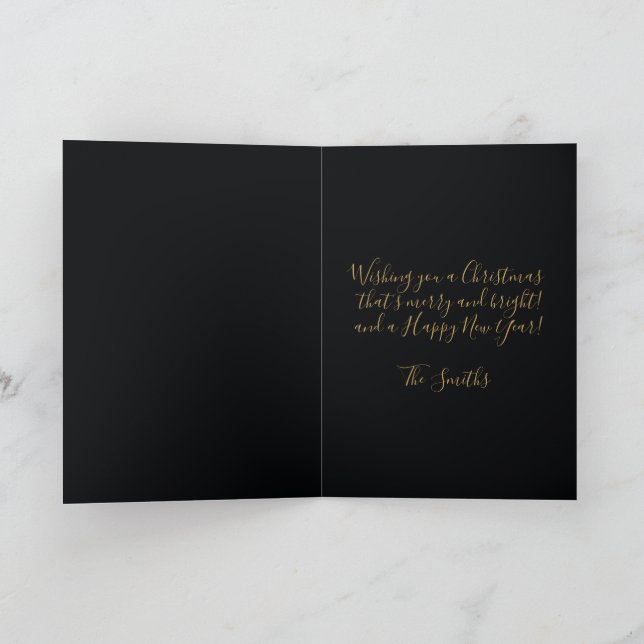 Minimalistiskt kort för svart och Guld God jul (Inuti)