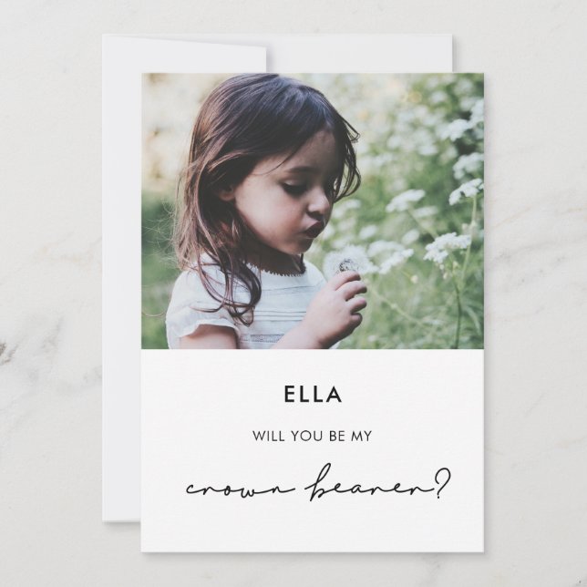 Minimalistiskt Krona-innehavare frieri fotokort Inbjudningar (Framsida)