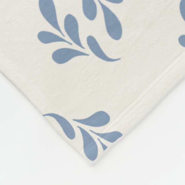 Minimalistiskt kustnära blått botaniskt kvistmönst fleecefilt (Hörn)