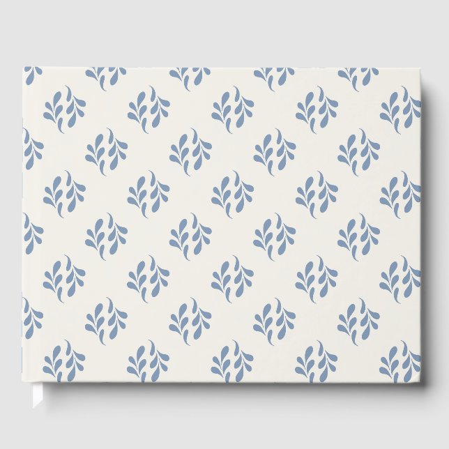 Minimalistiskt kustnära blått botaniskt kvistmönst gästböcker (Framsida)