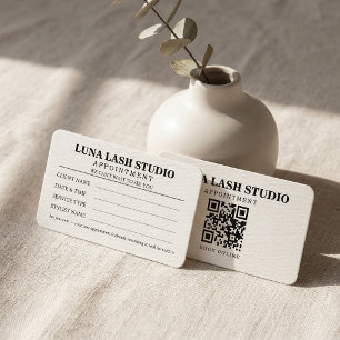 Minimalistiskt Lash-studio med QR-kod Boka online Tidsbeställning Kort