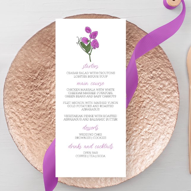 Minimalistiskt Lathyrus Bröllop Meny (Skapare uppladdad)