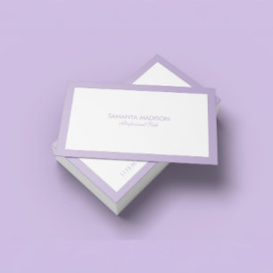 Minimalistiskt Lavender Gräns On White Visitkort