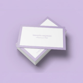 Minimalistiskt Lavender Gräns On White Visitkort