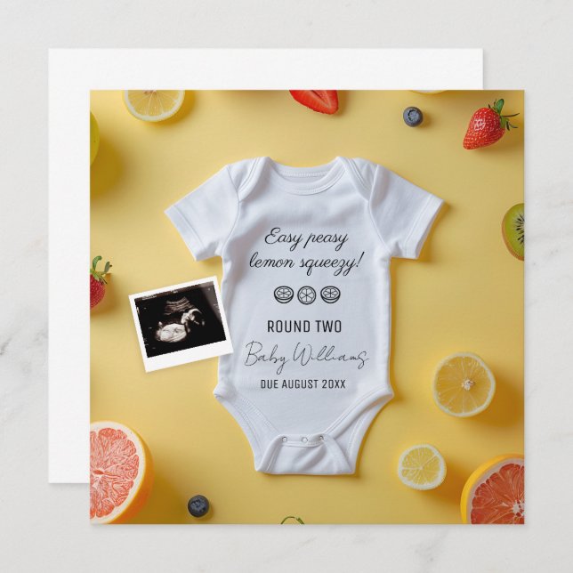 Minimalistiskt Lemmon-meddelande 2:a Baby Inbjudningar (Fram/baksida)