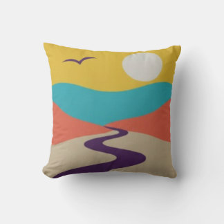 Minimalistiskt liggande med flod och fågel kudde