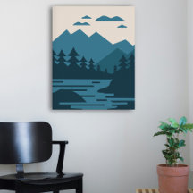 Minimalistiskt liggande Sjö & berg