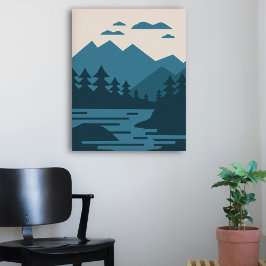 Minimalistiskt liggande Sjö & berg Poster