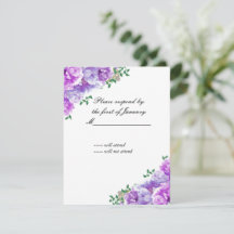 Minimalistiskt lila blommor svarsbrevskort
