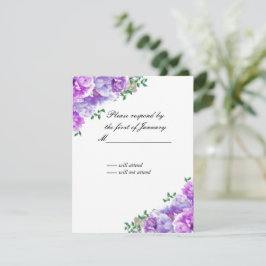 Minimalistiskt lila blommor svarsbrevskort OSA kort