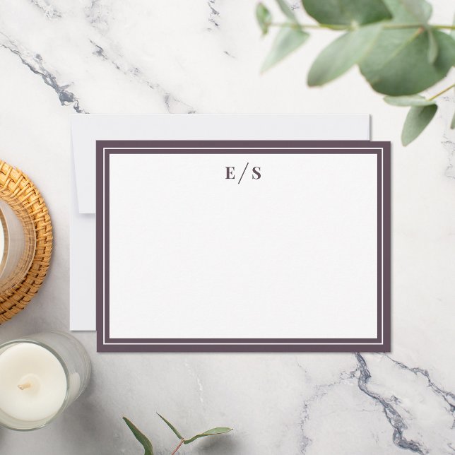Minimalistiskt Lila Gräns Monogram Anteckningskort (Skapare uppladdad)