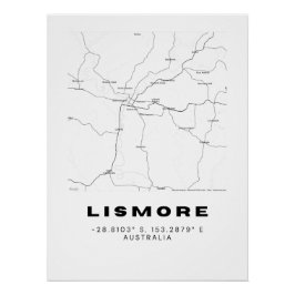 Minimalistiskt Lismore Karta med koordinater | Perfect Poster