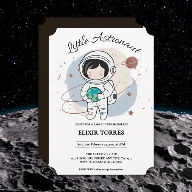 Minimalistiskt litet astronaut babydusch inbjudningar (Skapare uppladdad)