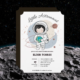 Minimalistiskt litet astronaut babydusch inbjudningar