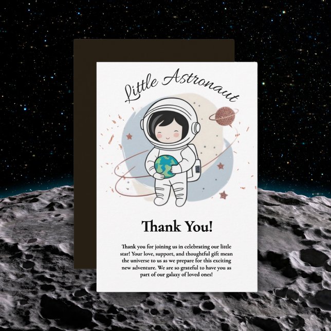 Minimalistiskt litet astronaut babydusch tack kort (Skapare uppladdad)