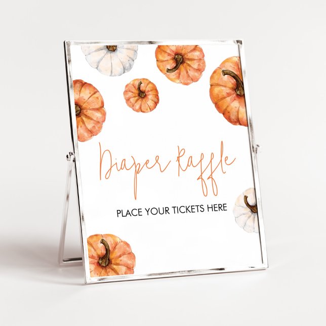 Minimalistiskt litet knumpkin Diaper Raffle Poster (Minimalist Pumpkin Baby Shower Diaper Raffle Sign)