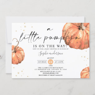 Minimalistiskt litet knumpkin Fall Baby Shower Inbjudningar