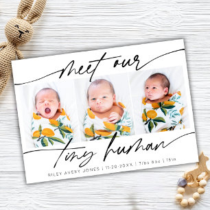 Minimalistiskt litet nyfött Baby 3-foto Kort