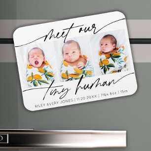 Minimalistiskt litet nyfött Baby 3-foto Magnet