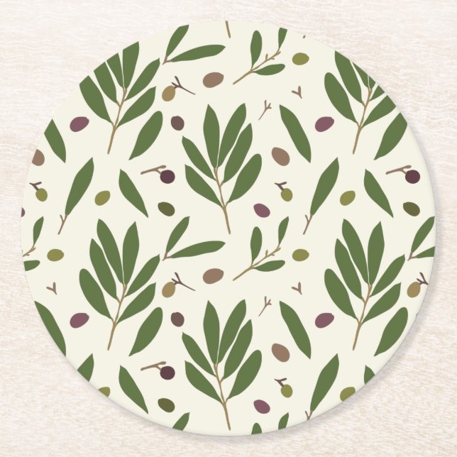 Minimalistiskt liv och Grenar - sömlöst mönster. Underlägg Papper Rund (Framsidan)