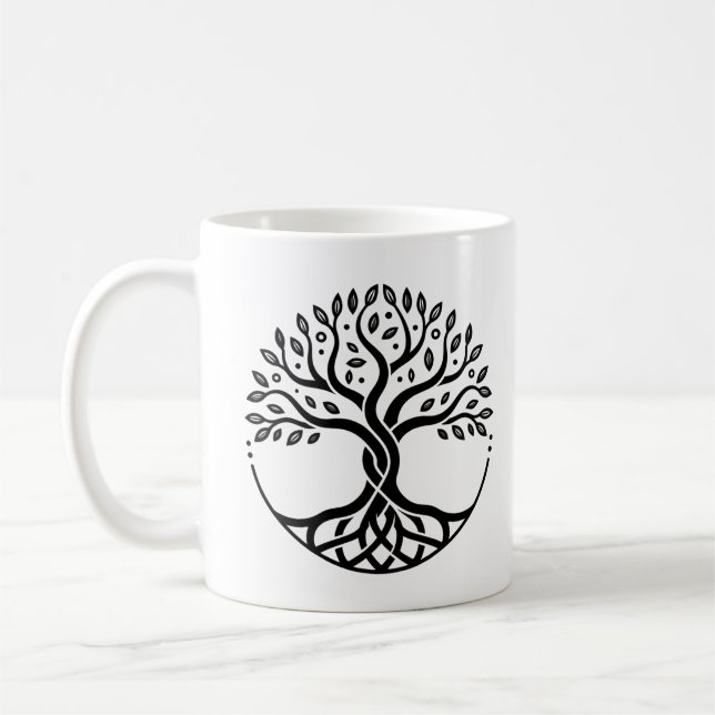 Minimalistiskt Livets Träd Kaffemugg (Vänster)