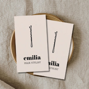 Minimalistiskt ljus Beige Black Hair Pin Salon Visitkort