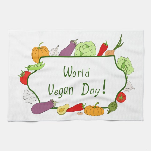 Minimalistiskt ljus på Internationella grönsaksdag Kökshandduk (Horisontell)