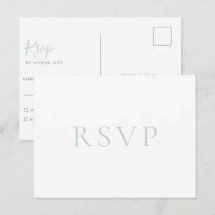 Minimalistiskt ljusblått bröllops-RSVP-postkort Vykort
