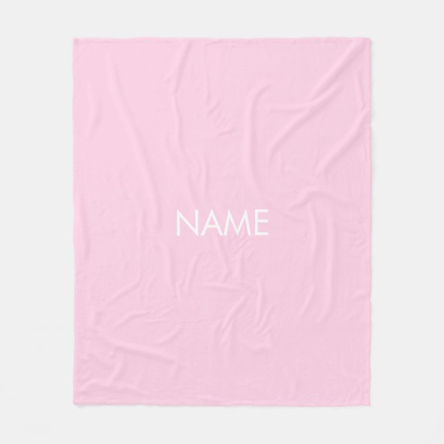 Minimalistiskt ljust rosa enkelt namnmonogram fleecefilt (Framsidan)
