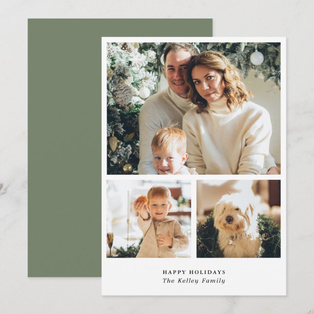 Minimalistiskt Lodrät tre fotokort Julkort (Fram/baksida)