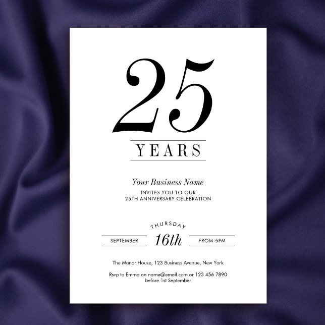 Minimalistiskt logotyp för firande av företagsjubi inbjudningar (Minimalist business anniversary invitation for company birthday, featuring fully editable design)