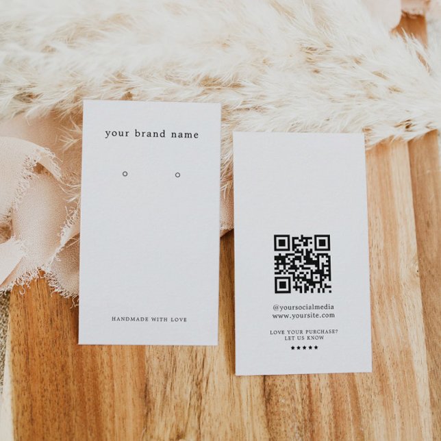 Minimalistiskt logotyp örhänge displaykort med QR- Visitkort (Skapare uppladdad)