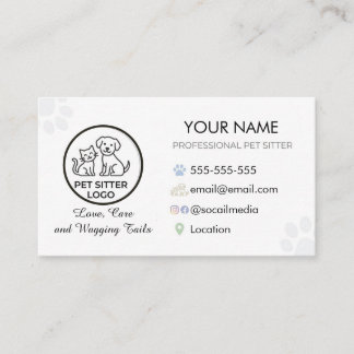 Minimalistiskt Logotypkort för Husdjurs-sittarverk Visitkort