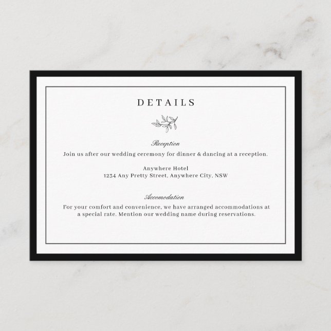 Minimalistiskt Löv Bröllop-kort för detaljhölje Tilläggskort (Framsida)