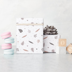 Minimalistiskt Löv Mönster Wrapping Papper Roll Presentpapper
