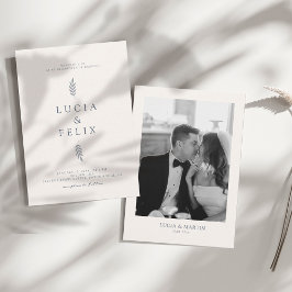 Minimalistiskt Löv, ömtåligt foto Bröllop Inbjudningar