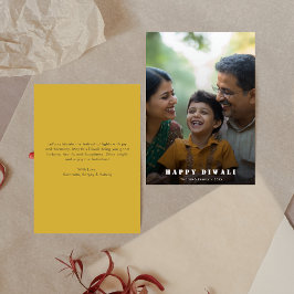 Minimalistiskt Lycklig Diwali Deep Guld Overlay Ph Julkort
