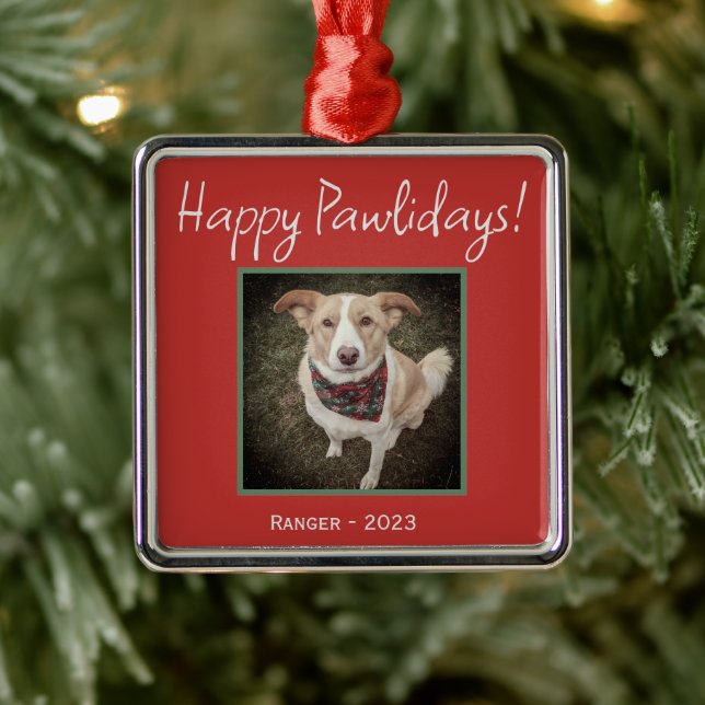 Minimalistiskt Lycklig Pawlidays Pet Holida Julgransprydnad Metall (Träd)