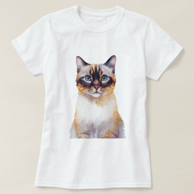 Minimalistiskt Lynx Point Siamese Cat Inspired T Shirt (Design framsida)