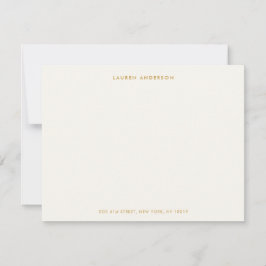 Minimalistiskt lyxelfenben och Guld-Personlig - pl Anteckningskort