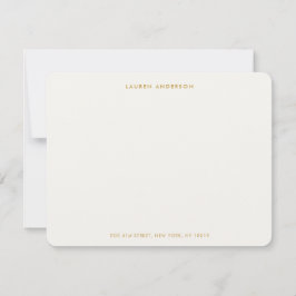 Minimalistiskt lyxelfenben och Guld-Personlig - pl Anteckningskort