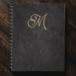Minimalistiskt lyxmonogram för svart och Guld-Vint Anteckningsbok