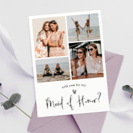 Minimalistiskt Maid of honor Frieri fotokollage Inbjudningar
