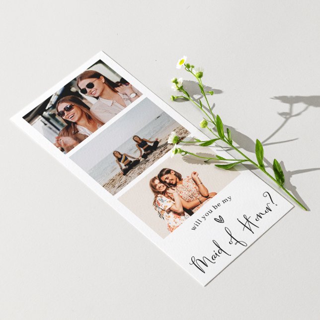 Minimalistiskt Maid of honor Frieri fotokollage Inbjudningar (Skapare uppladdad)