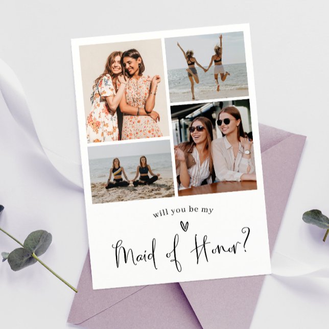 Minimalistiskt Maid of honor Frieri fotokollage Inbjudningar (Skapare uppladdad)